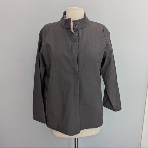 Eileen Fisher Dark Grey Jacket Medium Nylon Viscose Cotton Blend J33 - Picture 2 of 7